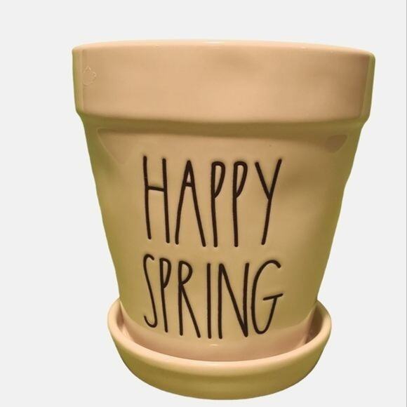 Rae Dunn Double Sided Happy Spring Planter with Chicken - Picture 1 of 4
